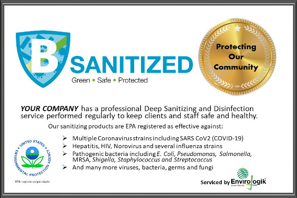 EnviroLogik' s B-Sanitized Certificate