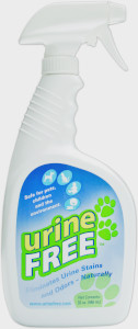 Urine Free™ revolutionary microbial cleaner permanently removes urine stains and odors regardless of their age.
